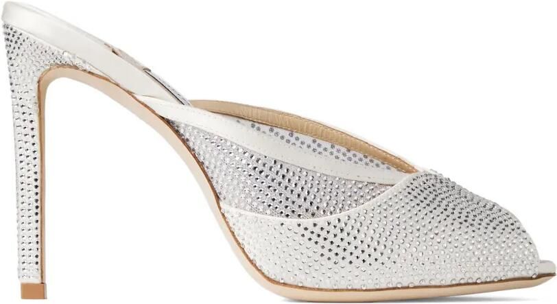 Jimmy Choo Brigitte muiltjes verfraaid met kristallen en hak Wit