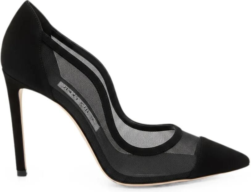 Jimmy Choo Brigitte suède pumps met mesh vlak Zwart
