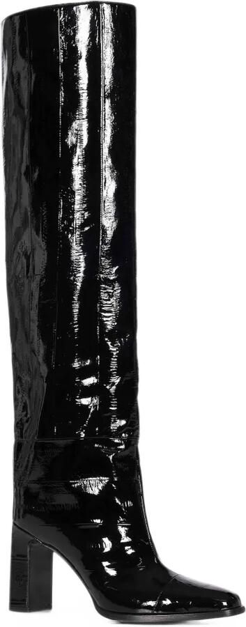 Jimmy Choo Caly 85 black shiny eel-embossed leather knee-high boots Zwart - Foto 2