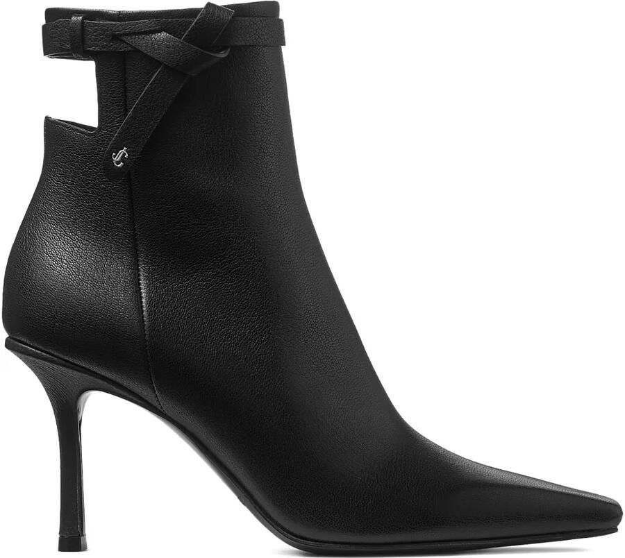 Jimmy Choo Camie leren enkellaarzen met geknoopt bandje Zwart