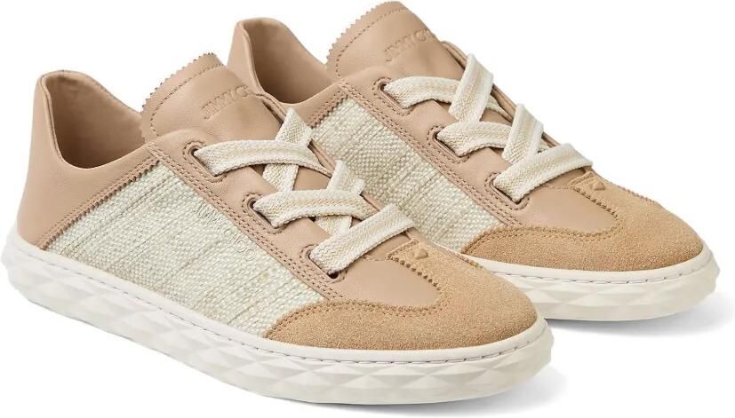 Jimmy Choo Diamond Light Flex leren sneakers met raffia-effect Beige - Foto 4