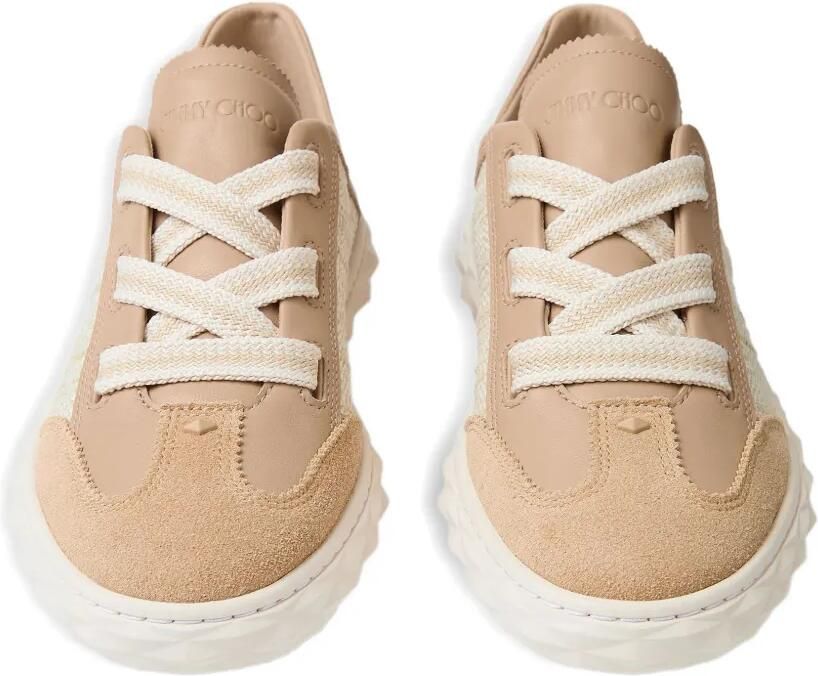 Jimmy Choo Diamond Light Flex leren sneakers met raffia-effect Beige - Foto 3