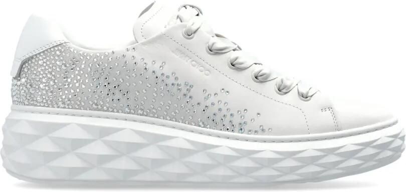 Jimmy Choo Diamond Light Maxi leren sneakers verfraaid met kristallen Wit