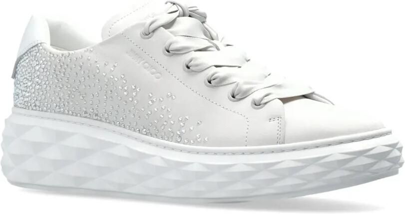 Jimmy Choo Diamond Light Maxi leren sneakers verfraaid met kristallen Wit - Foto 4