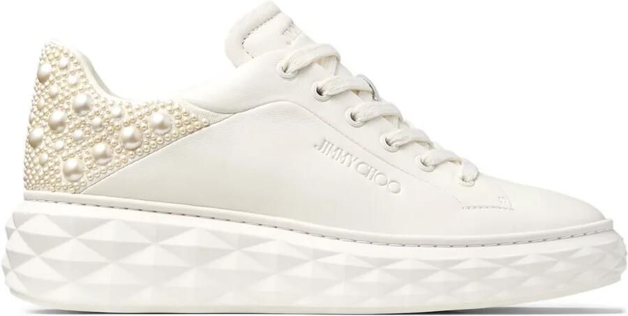 Jimmy Choo Diamond Maxi F II latte nappaleren sneakers met parel Beige