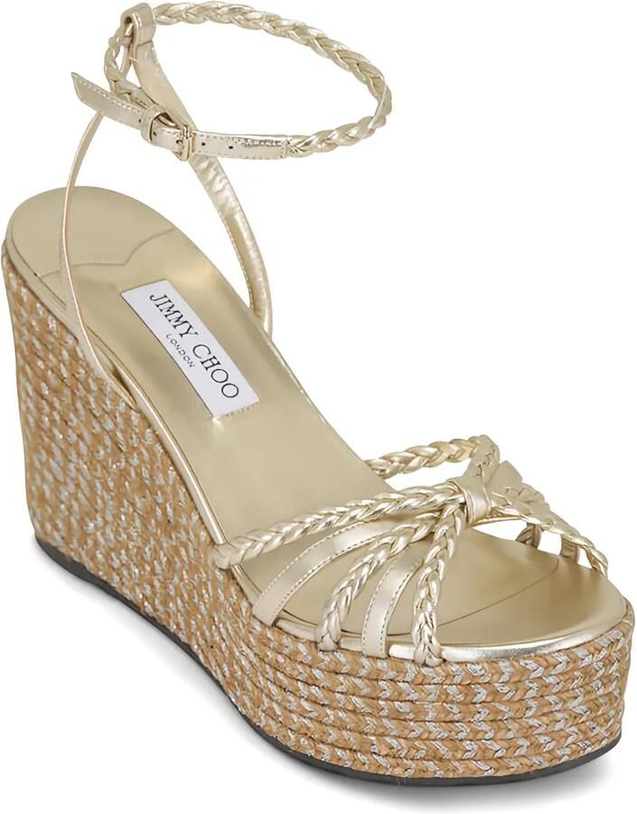 Jimmy Choo Dree espadrilles met gevlochten plateauzool Goud