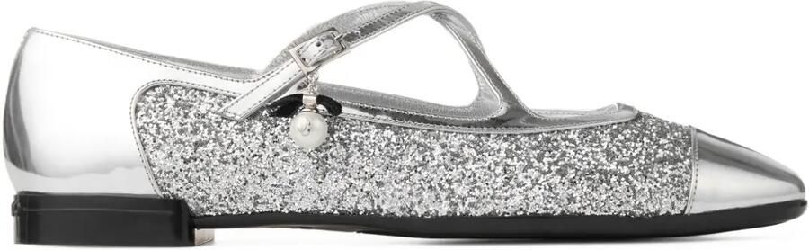 Jimmy Choo Eleri leren ballerina's met glitters Zilver