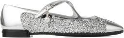 Jimmy Choo Eleri leren ballerina's met glitters Zilver