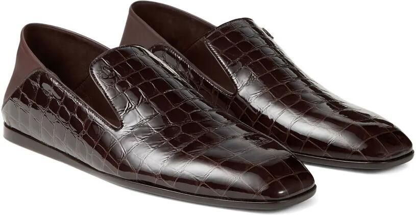 Jimmy Choo Eliot leren slippers met krokodillen-reliëf Bruin - Foto 3