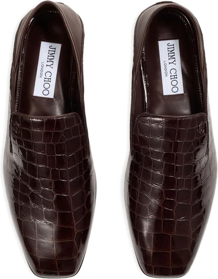 Jimmy Choo Eliot leren slippers met krokodillen-reliëf Bruin - Foto 2