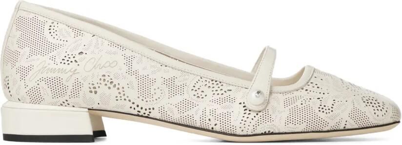 Jimmy Choo Elisa ballerina's met parel en uitgesneden details Wit