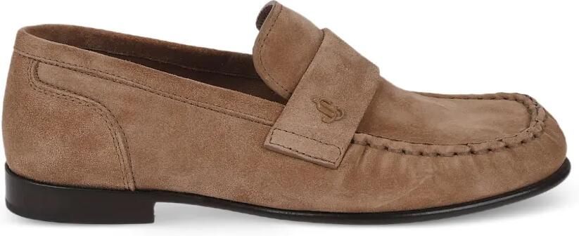 Jimmy Choo Ellis suède loafers met penny bandje Beige