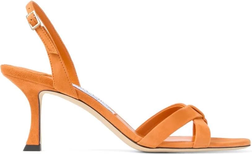 Jimmy Choo Elsy 70 Sunset Orange suède slingback sandalen met gekruiste bandjes Oranje
