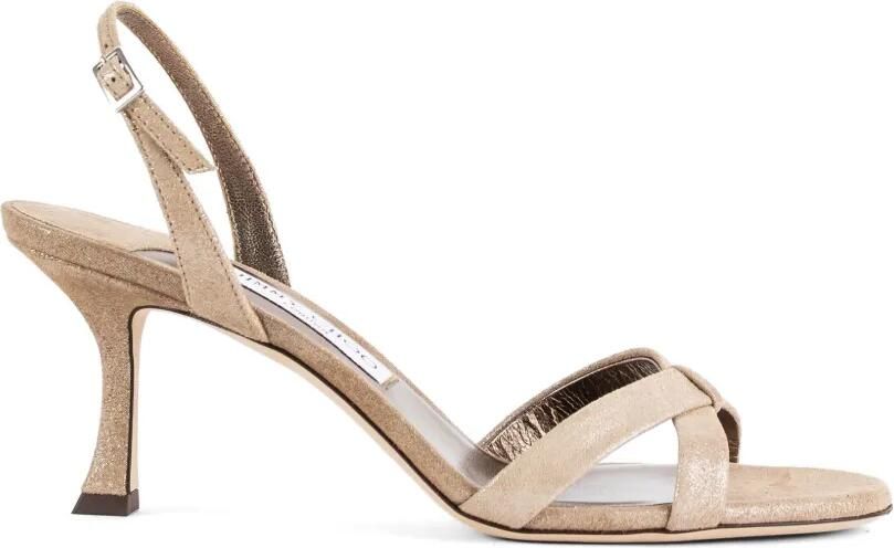 Jimmy Choo Elsy glanzende suède sandalen Beige