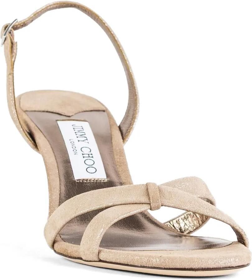 Jimmy Choo Elsy glanzende suède sandalen Beige - Foto 2