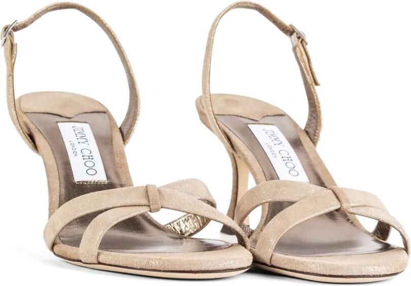 Jimmy Choo Elsy glanzende suède sandalen Beige - Foto 4