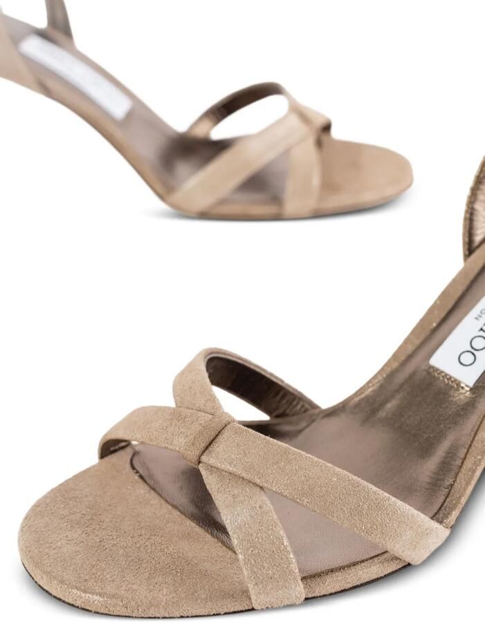 Jimmy Choo Elsy glanzende suède sandalen Beige - Foto 3