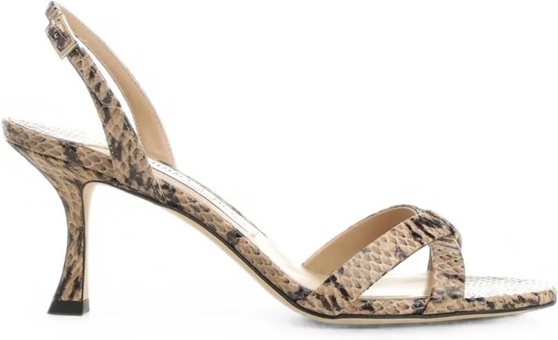 Jimmy Choo Elsy leren sandalen met slangen-effect Beige