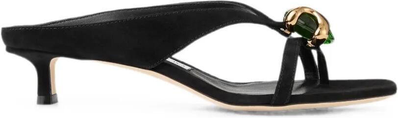 Jimmy Choo Emeri Stone 35 suède sandalen met klaver Zwart