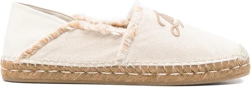 Jimmy Choo Espadrilles met borduurwerk en franje Beige