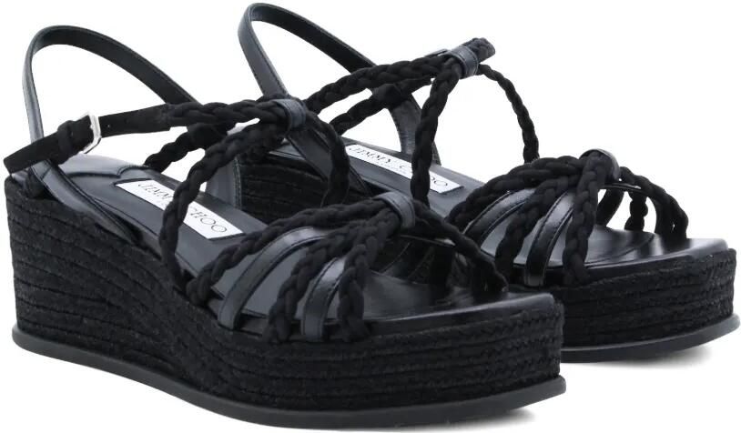 Jimmy Choo Espadrilles met gevlochten plateauzool Zwart