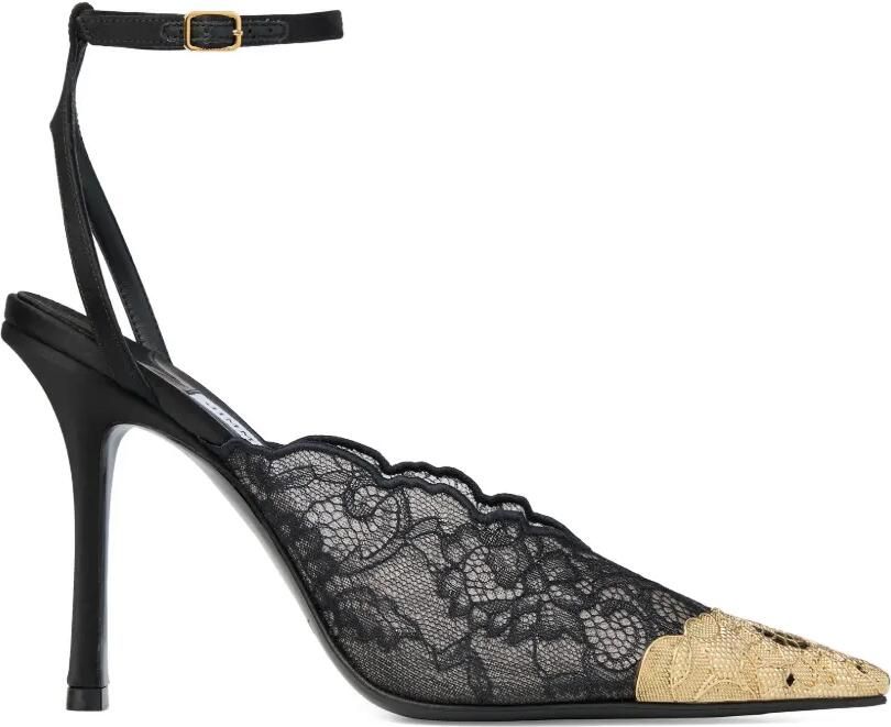 Jimmy Choo Faiz 100 pumps met metalen neus en bandjes Zwart