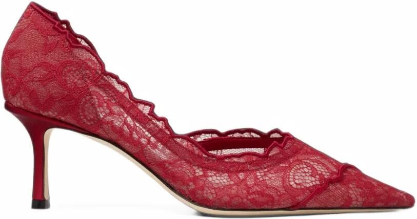 Jimmy Choo Faiz lace-overlay pumps Rood