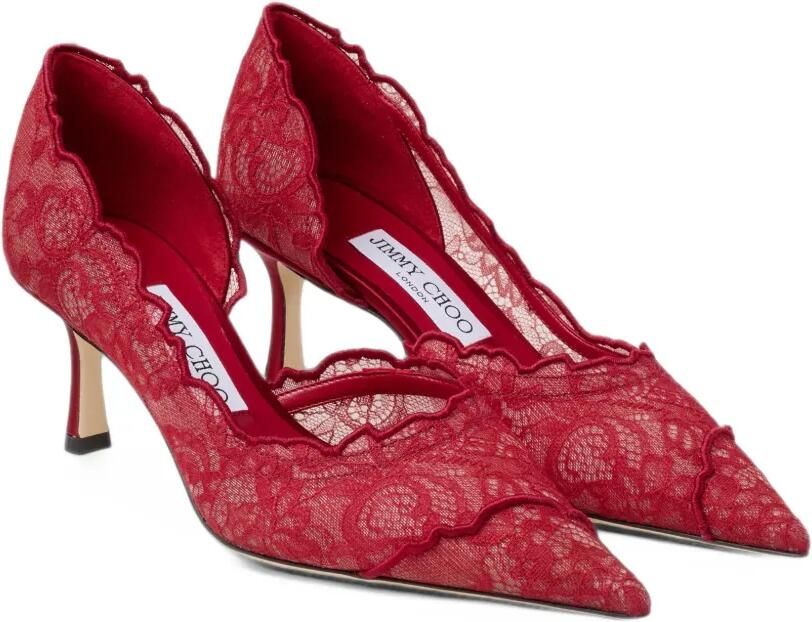 Jimmy Choo Faiz lace-overlay pumps Rood - Foto 4
