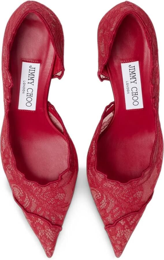 Jimmy Choo Faiz lace-overlay pumps Rood - Foto 3