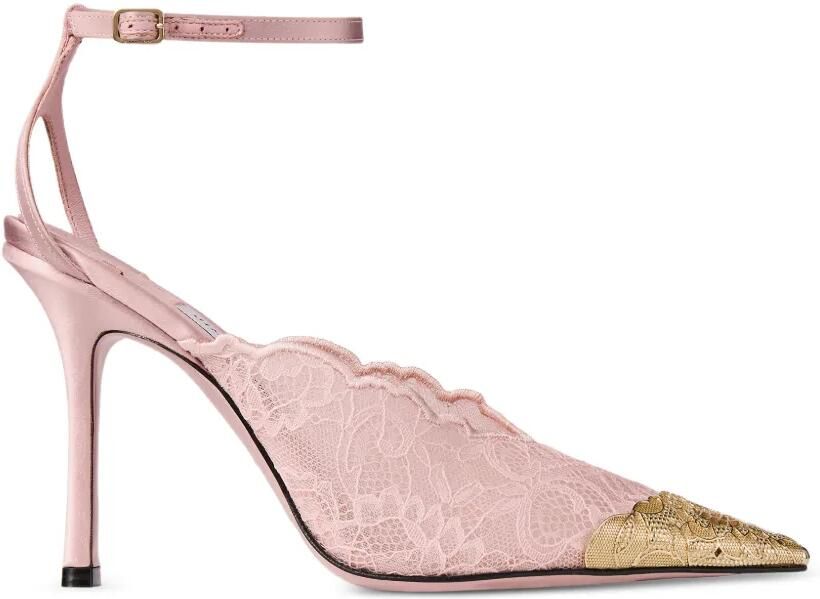 Jimmy Choo Faiz pumps met kant Roze