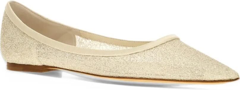 Jimmy Choo glitter-effect mesh ballet flats Beige
