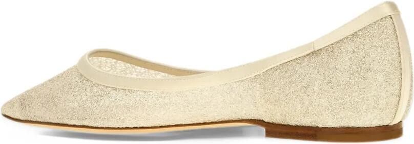 Jimmy Choo glitter-effect mesh ballet flats Beige - Foto 3
