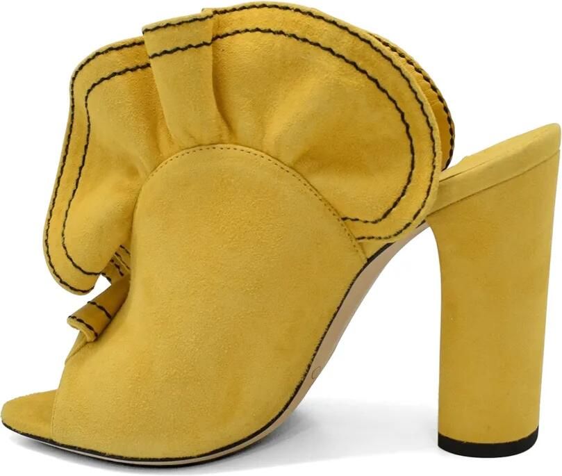 Jimmy Choo Haile suède sandalen met ruches Geel - Foto 4