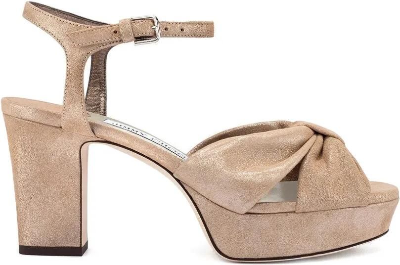 Jimmy Choo Heloise sandalen met plateauzool en geknoopt detail Beige
