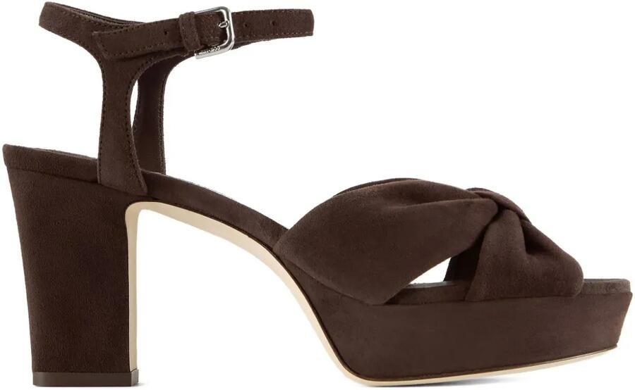 Jimmy Choo Heloise suède sandalen met plateauzool Bruin