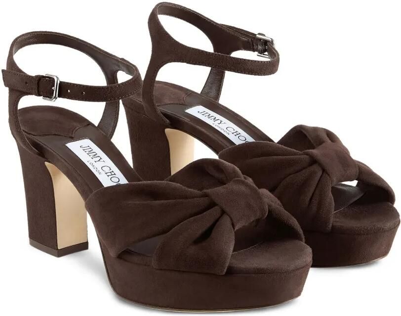 Jimmy Choo Heloise suède sandalen met plateauzool Bruin - Foto 4