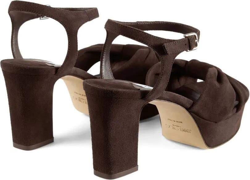 Jimmy Choo Heloise suède sandalen met plateauzool Bruin - Foto 5