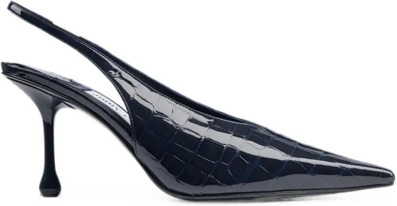 Jimmy Choo Isa 80 leren slingback pumps met krokodillen-reliëf Blauw