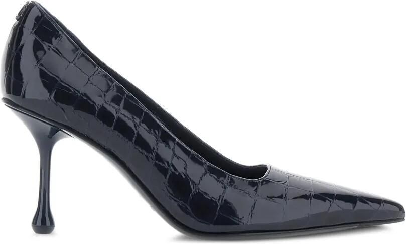 Jimmy Choo Ixia 80 glanzende leren pumps met krokodillen-reliëf Blauw