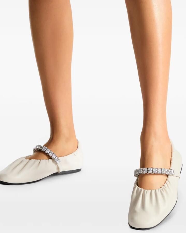 Jimmy Choo Jade ballerina's verfaaid met kristallen Beige - Foto 2