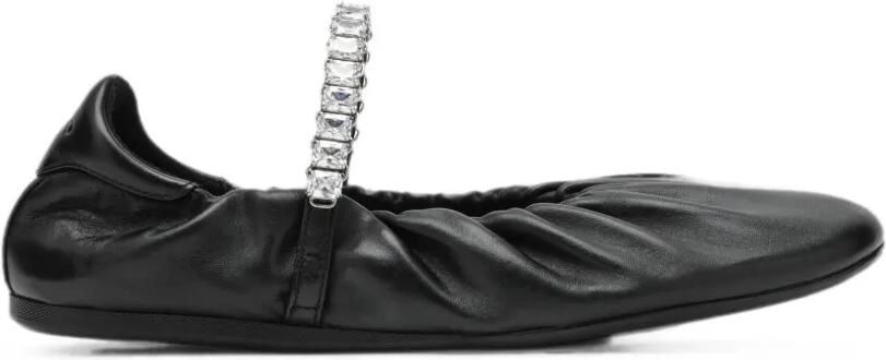 Jimmy Choo Jade zachte nappaleren ballerina's met kristallen band Zwart