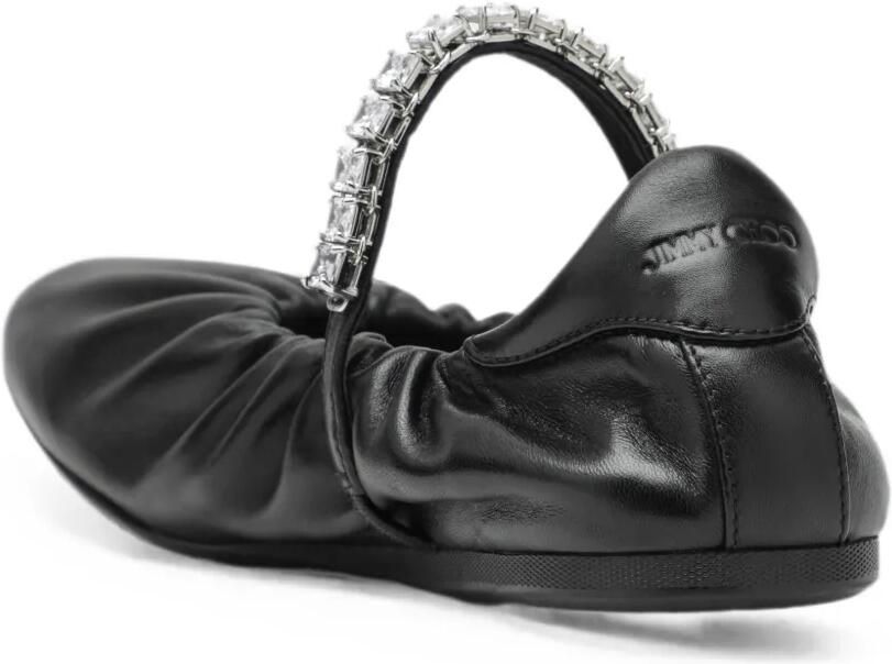 Jimmy Choo Jade zachte nappaleren ballerina's met kristallen band Zwart - Foto 4