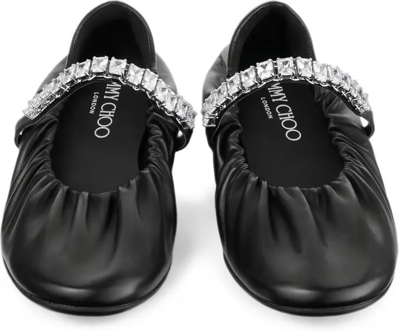 Jimmy Choo Jade zachte nappaleren ballerina's met kristallen band Zwart - Foto 2