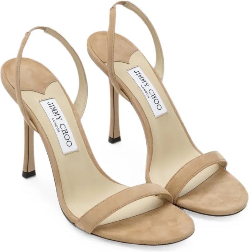 Jimmy Choo Jenn 100 suède slingback sandalen Beige - Foto 3