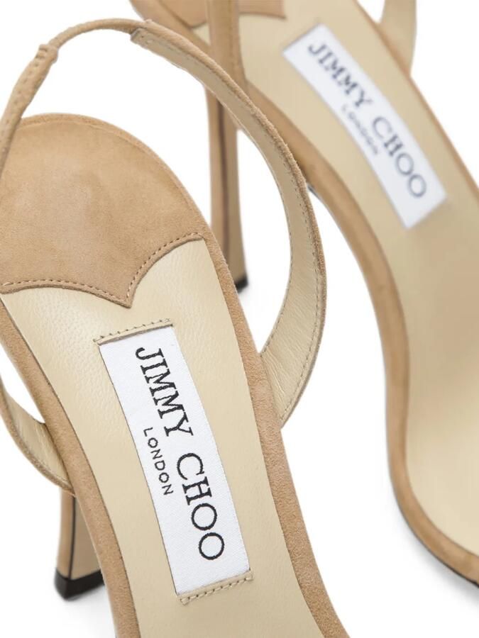 Jimmy Choo Jenn 100 suède slingback sandalen Beige - Foto 4