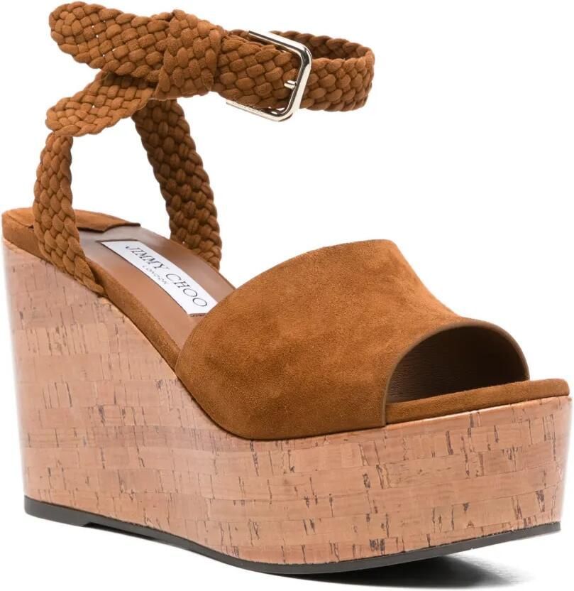 Jimmy Choo Jori 100 sandalen met gevlochten bandje Bruin