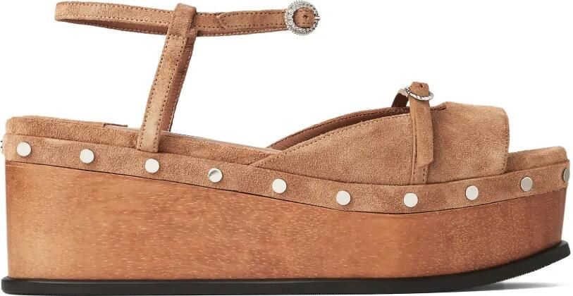 Jimmy Choo Kata 60 sandalen met plateauzool en studs Bruin