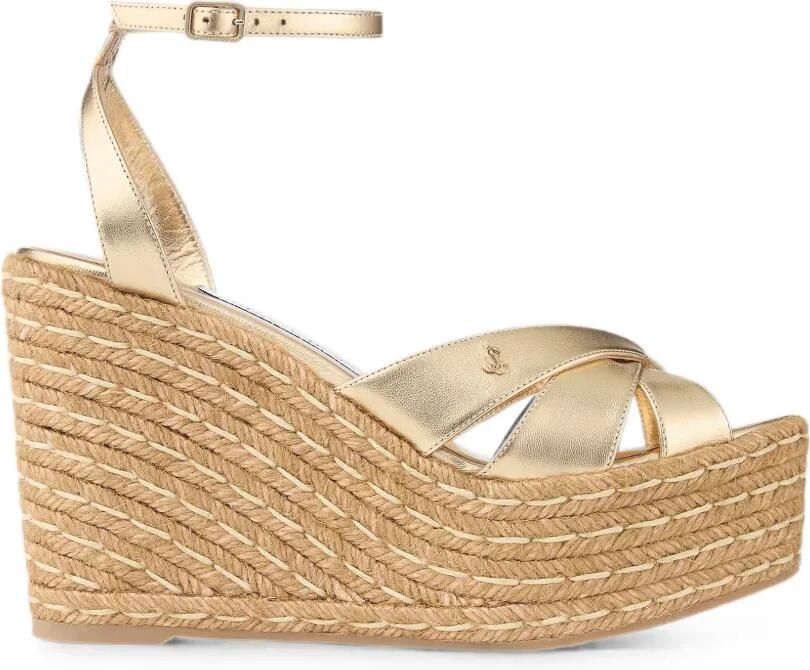 Jimmy Choo Korra 100 goudkleurige metallic nappa leren sleehak