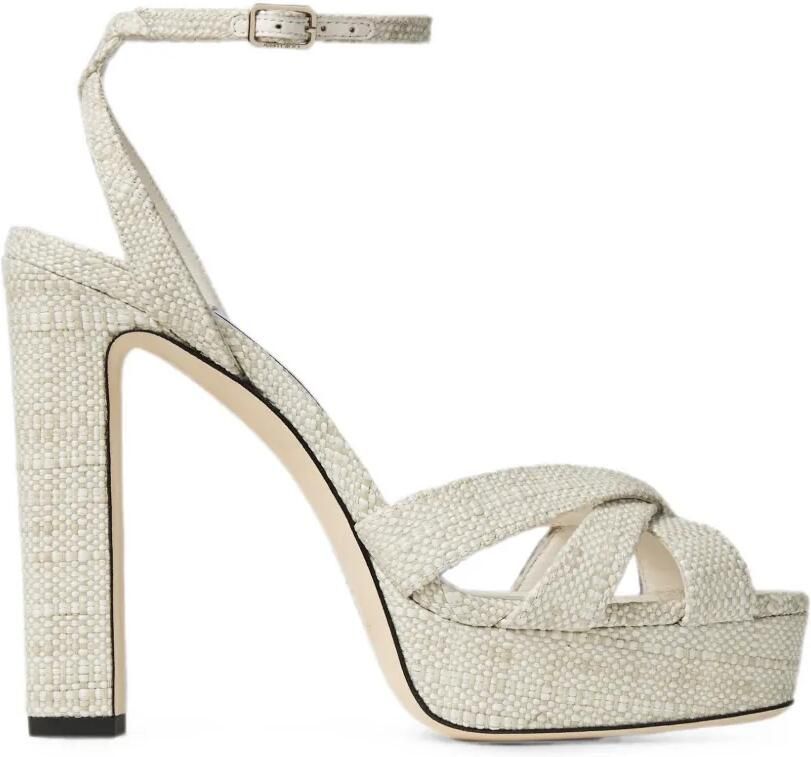 Jimmy Choo Kove 120 sandalen met plateauzool en raffia-effect Beige