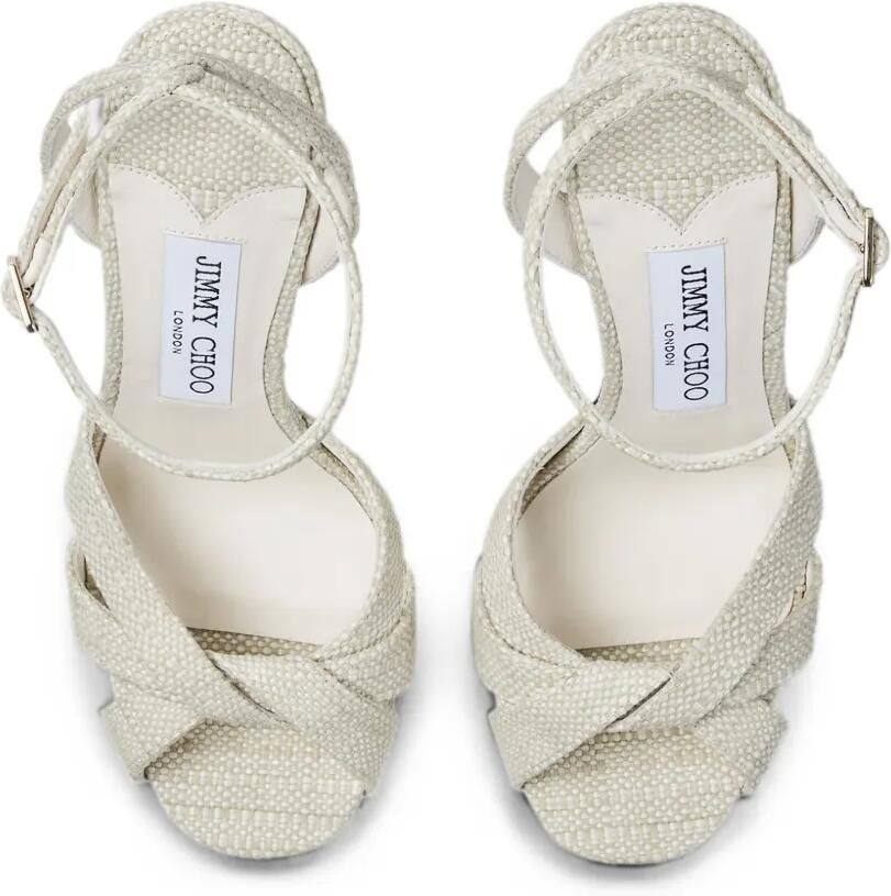Jimmy Choo Kove 120 sandalen met plateauzool en raffia-effect Beige - Foto 2